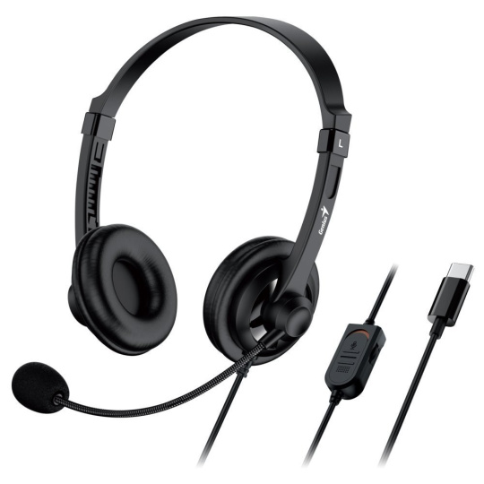 GENIUS sluchátka HS-230U, USB-C, 2.4m, černá