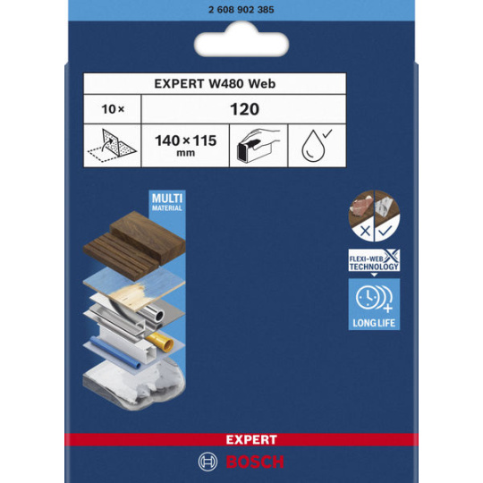 Bosch EXPERT W480 Web 1/4 ruční brusná síť, 115 × 140 mm, G120