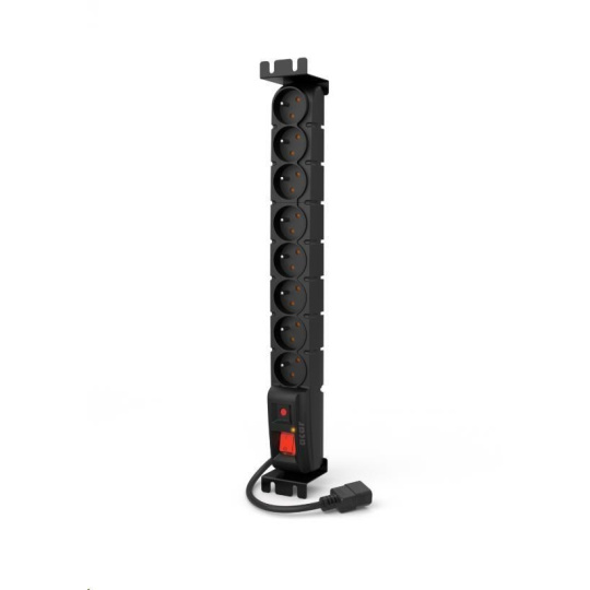 19" rozvodný panel ACAR 8x230V s IEC konektorem pro UPS, vypínač, indikátor napětí, přepěťová ochrana, kabel 3m 19" rozvodný panel ACAR 8x230V s IEC konektorem pro UPS, vypínač, indikátor napětí, přepěťová ochrana, kabel 3m