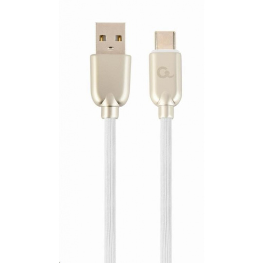 GEMBIRD CABLEXPERT USB 2.0 Kábel AM na typ C (AM/CM), 1 m, pogumovaný, biely, blister, PREMIUM KVALITA