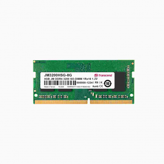 SODIMM DDR4 8GB 3200MHz TRANSCEND 1Rx16 1Gx16 CL22 1.2V