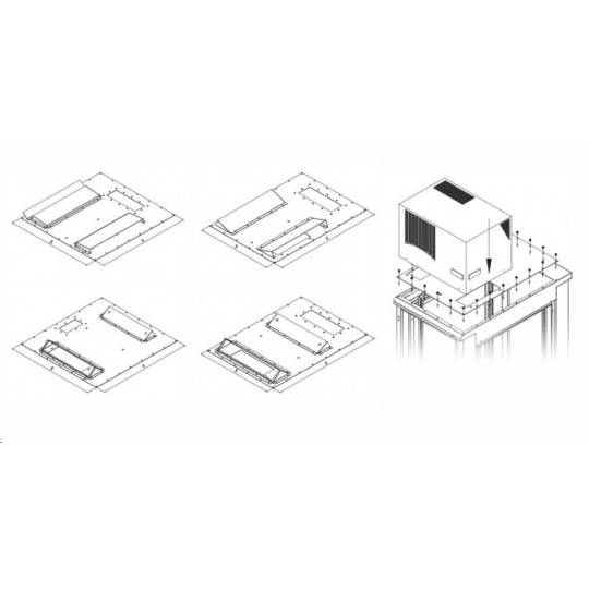 Montážna redukcia TRITON pre klimatizačné jednotky X1 a X2 pre hĺbku skrine 600 x 800 mm, sivá