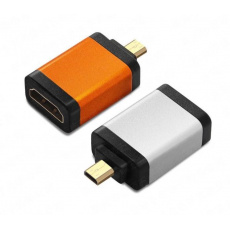 PremiumCord adaptér HDMI A - micro HDMI D (F/M), oranžová