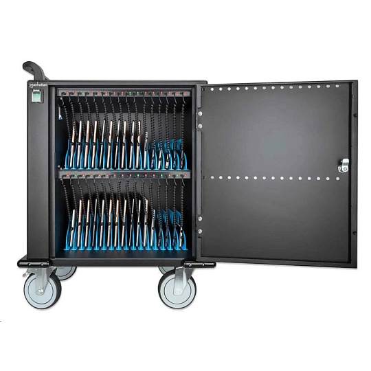 BAZAR - MANHATTAN nabíjecí vozík - 32 portů, 576 W, přepěťová ochrana, tichá ventilace, kovové pouzdro, černá - Poškozen BAZAR - MANHATTAN nabíjecí vozík - 32 portů, 576 W, přepěťová ochrana, tichá ventilace, kovové pouzdro, černá - Poškozen