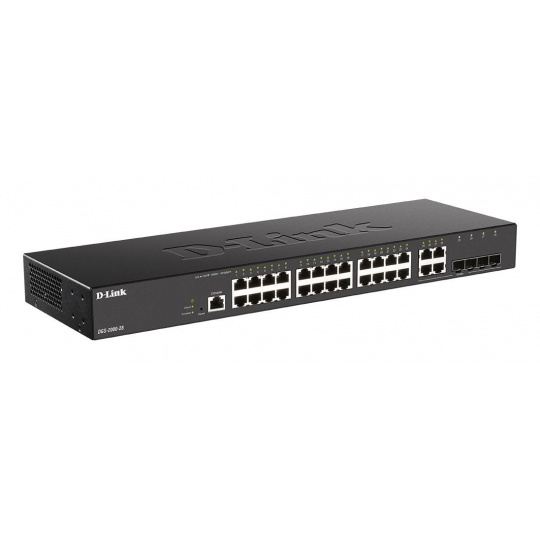 D-Link DGS-2000-28 Spravovaný prepínač, 24x GbE, 4x RJ45/SFP, bez ventilátora