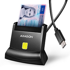 AXAGON CRE-SM4NC, USB-C čítačka kontaktných kariet ID card (eID klient), stojanková, kábel 1.2 m