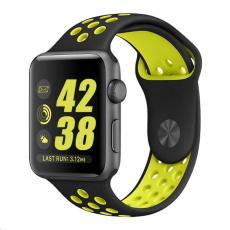 eses Silikonový řemínek 42mm/44mm S/M/L černý/žlutý pro Apple Watch eses Silikonový řemínek 42mm/44mm S/M/L černý/žlutý pro Apple Watch