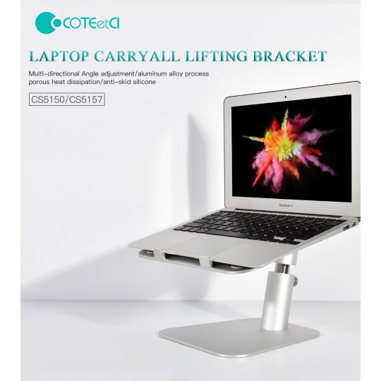 Hliníkový flexibilný stojan na notebook COTECi (obojsmerný) strieborný
