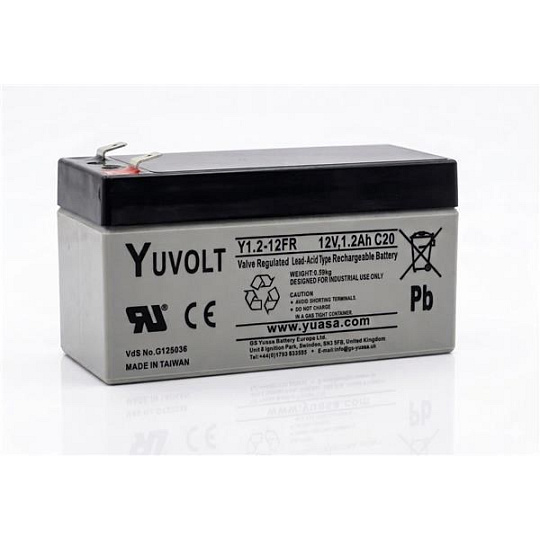 Baterie - YUVOLT Y1.2-12FR (12V; 1,2Ah; faston F1-4,7mm; životnost 3-5let)