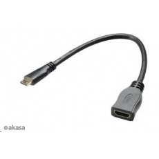 AKASA redukčný kábel HDMI mini na HDMI samica, full HD, 25 cm