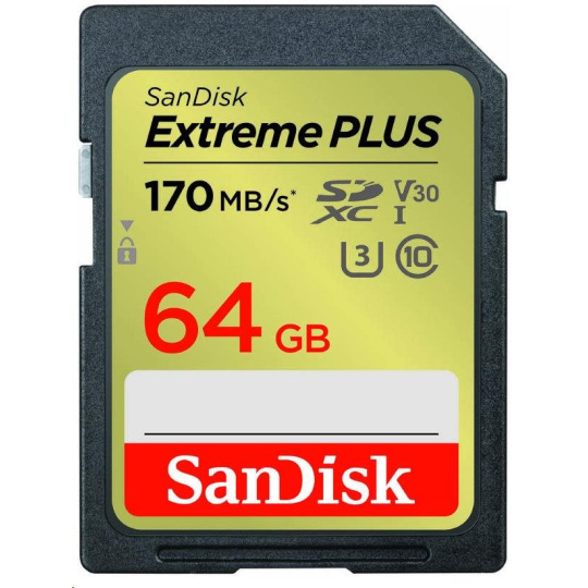 Karta SanDisk SDXC 64 GB Extreme PLUS (200 MB/s triedy 10, UHS-I U3 V30)