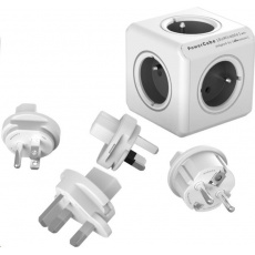 Allocacoc PowerCube ReWirable + Travel Plugs, white/grey