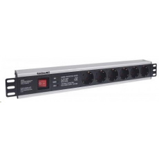 Intellinet 19" 1.5U Rackmount 6-Way Power Strip - nemecký typ, distribučný panel, 6x DE zásuvka, 3m kábel, prepäťová ochrana