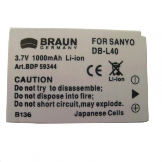 Braun akumulátor SANYO DB-L40, 1200mAh