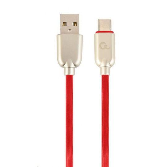 GEMBIRD CABLEXPERT USB 2.0 Kábel AM na typ C (AM/CM), 1 m, pogumovaný, červený, blister, PREMIUM KVALITA