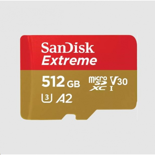 Karta SanDisk micro SDXC 512GB Extreme (190 MB/s Class 10, UHS-I U3 V30) + adaptér