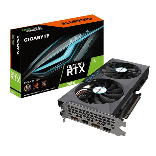 BAZAR - GIGABYTE VGA NVIDIA GeForce RTX 3060 EAGLE 12G LHR Rev. 2.0, RTX 3060, 12GB GDDR6, 2xDP, 2xHDMI - Po opravě (Bez