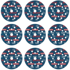 Bosch 9dílná sada brusných kotoučů EXPERT O780 s fólií, 125 mm, G80 (3×); G120 (3×); G180 (3×)