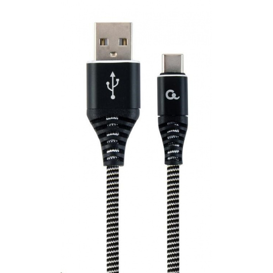 GEMBIRD CABLEXPERT USB 2.0 Kábel AM na typ C (AM/CM), 1 m, opletený, čiernobiely, blister, PREMIUM KVALITA