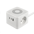 Viking síťový adaptér YC23L, 2x 230 V, 1x USB-A, 2x USB-C, dotykové světlo, délka 1,4 m, bílá