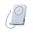 UGREEN magnetická powerbanka MagFlow 10000mAh s diplejem, Li-ion, 30W, MagSafe, 2x USB-C, stříbrná