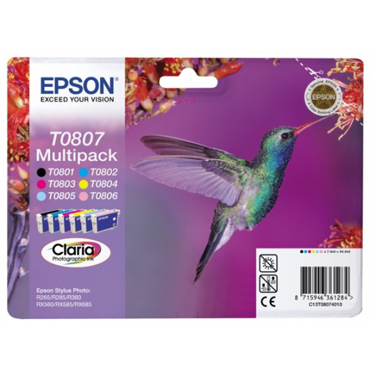 Atrament EPSON čierny + pruh CLARIA Stylus photo "Hummingbird" R265/ RX560/ R360 - multipack