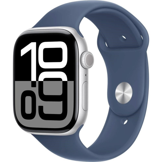 Apple Watch Series 10 GPS 42mm Silver Aluminium Case with Denim Sport Band - M/L