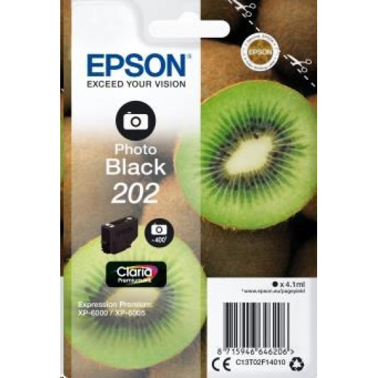 Čierny atrament EPSON "Kiwi" Photo Black 202 Claria Premium Ink 4,1 ml