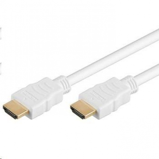 Vysokorýchlostný kábel HDMI + Ethernet PremiumCord, biely, pozlátené konektory, 2 m