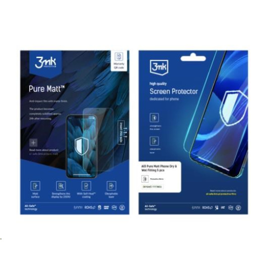 3mk All-Safe - AIO fólie Pure Matt Dry & Wet Fitting Phone, 5 ks