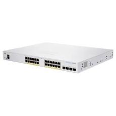 Prepínač Cisco CBS350-24P-4X-UK, 24xGbE RJ45, 4x10GbE SFP+, bez ventilátora, PoE+, 195W - REFRESH