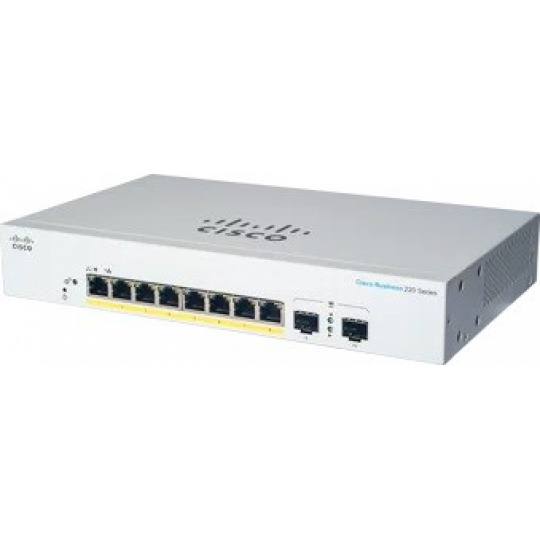 Cisco switch CBS220-8P-E-2G (8xGbE,2xSFP,8xPoE+,65W,fanless)