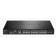 D-Link DXS-3400-24TC 24-portový 10Gigabitový riadený stohovateľný prepínač, 20x 10GbE RJ45, 4x 10GbE RJ45/SFP+ combo