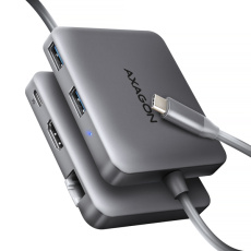 AXAGON HMC-5HL USB 5Gbps hub, 2x USB-A, HDMI 4k/60Hz, RJ-45 GLAN, PD 100W, kábel USB-C 20cm