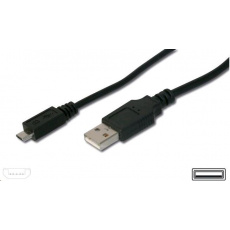 Kábel USB PREMIUMCORD 2.0 Prepojka A-Micro B 0,2 m (čierna)