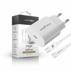 RhinoTech 25W PD nabíjecí adaptér s kabelem USB-C na USB-C 60W 1M bílá RhinoTech 25W PD nabíjecí adaptér s kabelem USB-C na USB-C 60W 1M bílá
