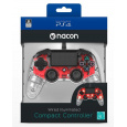 Nacon Wired Compact Controller - ovladač pro PlayStation 4 - průhledný červený