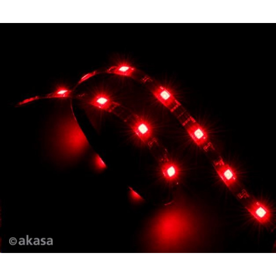 AKASA LED pásik Vegas, napájanie Molex 12V, 60cm, červený
