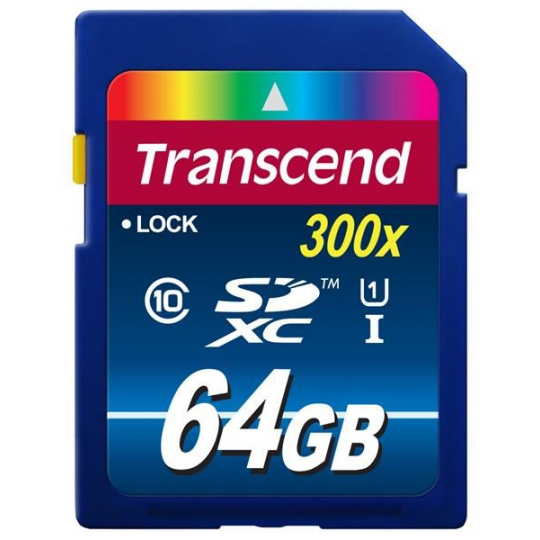 Karta TRANSCEND SDXC 64GB Premium, Class 10 UHS-I 300x