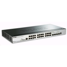 D-Link DGS-1510-28P 28-portový gigabitový stohovateľný SmartPro PoE switch, 24x gigabitový RJ45, 2x 10G SFP+ port, 2x SFP port