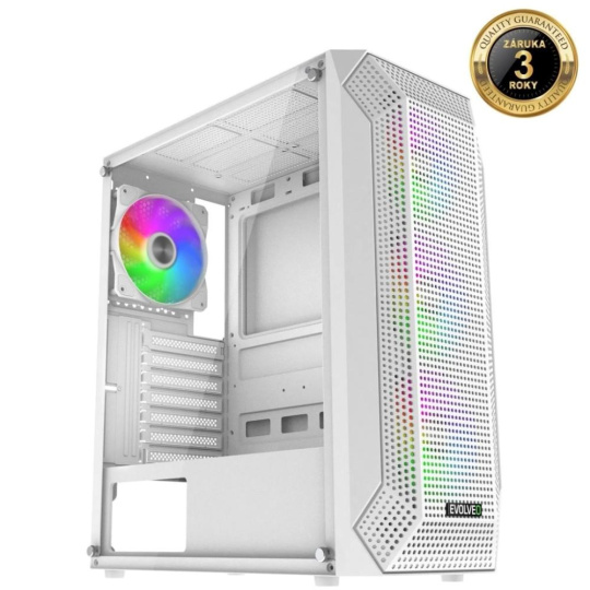 EVOLVEO Xenon, skříň ATX, 4x ARGB ventilátor 120mm, přední panel airflow mesh, bílá EVOLVEO Xenon, skříň ATX, 4x ARGB ventilátor 120mm, přední panel airflow mesh, bílá