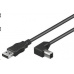 Kábel USB PREMIUMCORD 2.0 Konektor A-B 2m - ohnutý konektor B 90°