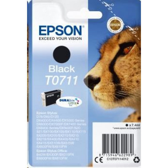 Atrament EPSON čierny Singlepack Black T0711 DURABrite Ultra Ink (7,4 ml)