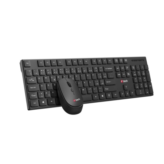 BAZAR - C-TECH klávesnice s myší WLKMC-03, Bezdrátový set 2.4GHz, CZ, Černá, rozbaleno