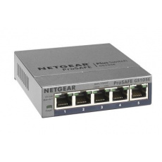 Netgear GS105E ProSafe Plus Switch, 5-portový gigabitový, konfigurovateľný pre PC Netgear GS105E ProSafe Plus Switch, 5-portový gigabitový, konfigurovateľný pre PC