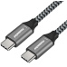 PREMIUMCORD Kabel USB-C (USB 3.2 Gen 2, 3A, 60W, 20Gbit/s) bavlněný oplet, 1m