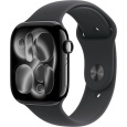 Apple Watch Series 11 GPS 46mm Jet Black Aluminium Case with Black Sport Band - S/M