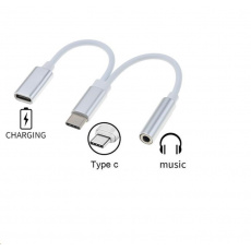 PremiumCord Prevodník USB-C na audio jack 3,5 mm samica + konektor USB typu C na nabíjanie PremiumCord Prevodník USB-C na audio jack 3,5 mm samica + konektor USB typu C na nabíjanie