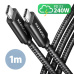 AXAGON BUCM2-CM10AB, CHARGE kábel USB-C USB-C, 1m, Hi-Speed USB, PD 240W 5A, ALU, oplet, čierny