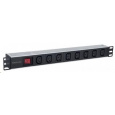 Distribučný panel Intellinet PDU, 8x zásuvka C13, 1U rack, 2 m odpojiteľný kábel